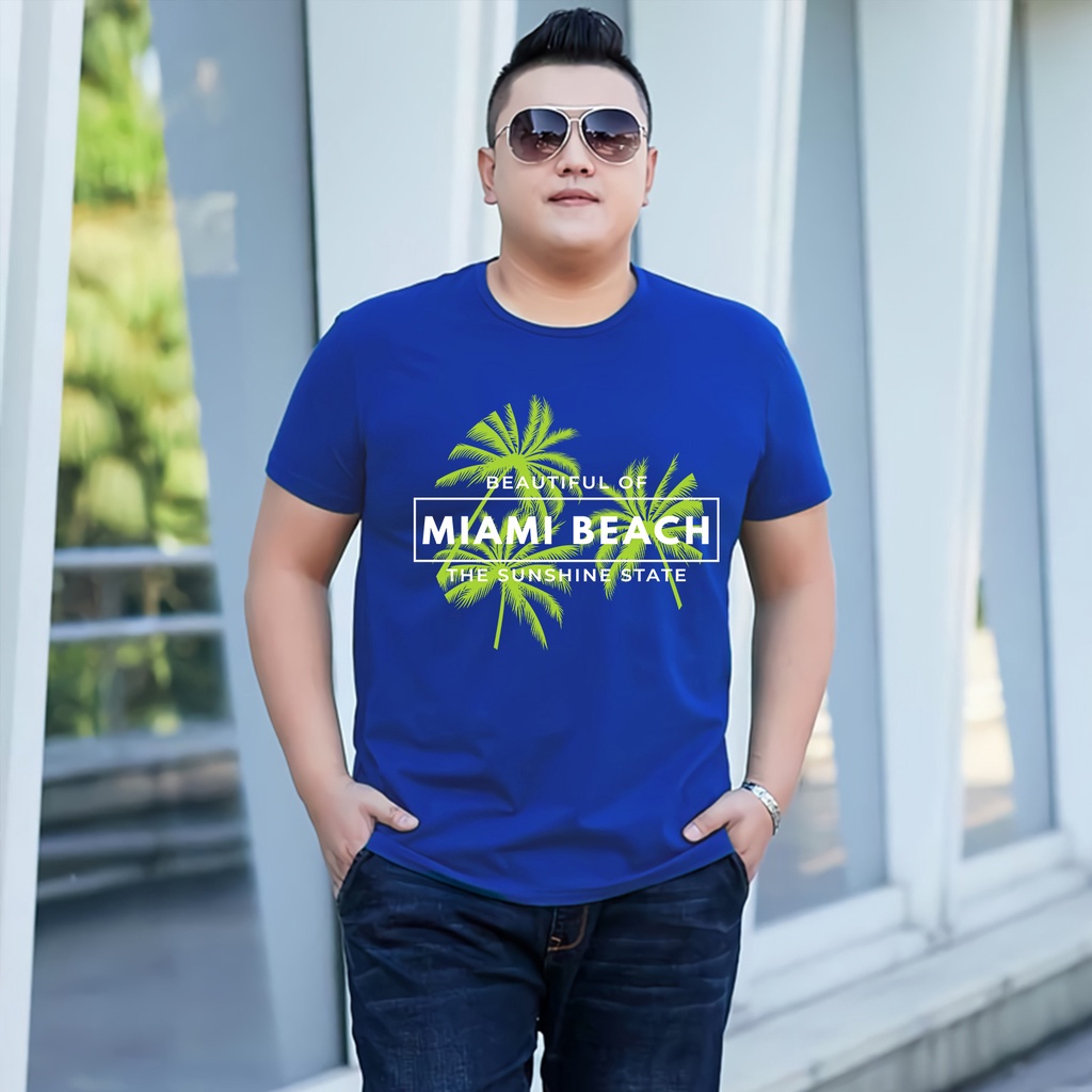 Baju Kaos Pria Jumbo Malibu Miami Tshirt Bigsize XL XXL Distro DTF