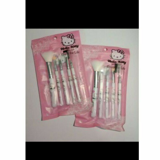 kuas make up set isi 5 hello kitty - brush set hello kitty