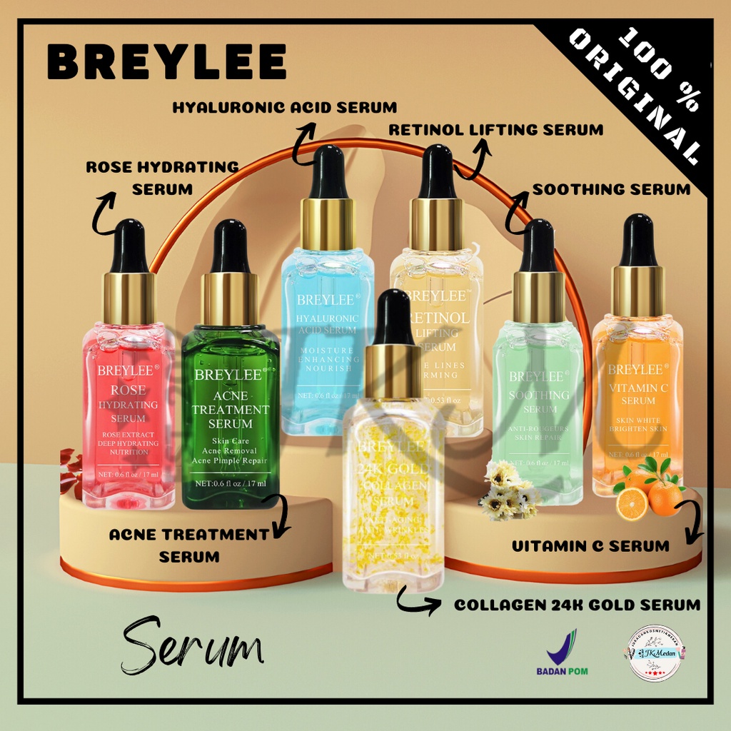 BREYLEE SERUM 17ML BREYLEE VIT C SERUM RETINOL HYALURONIC ROSE GOLD SERUM ACNE SERUM SOOTHING SERUM