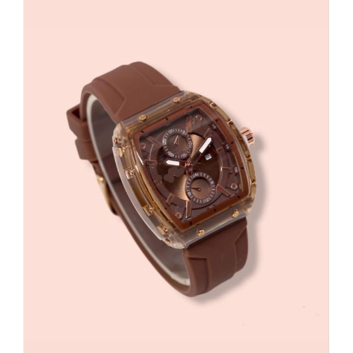 (Cod)Jam Tangan Wanita Fashion Hushpuppies  Casual Tangal Aktif Kota New Top Murah Strap Rubber/Karet(Dikirim Jakarta)