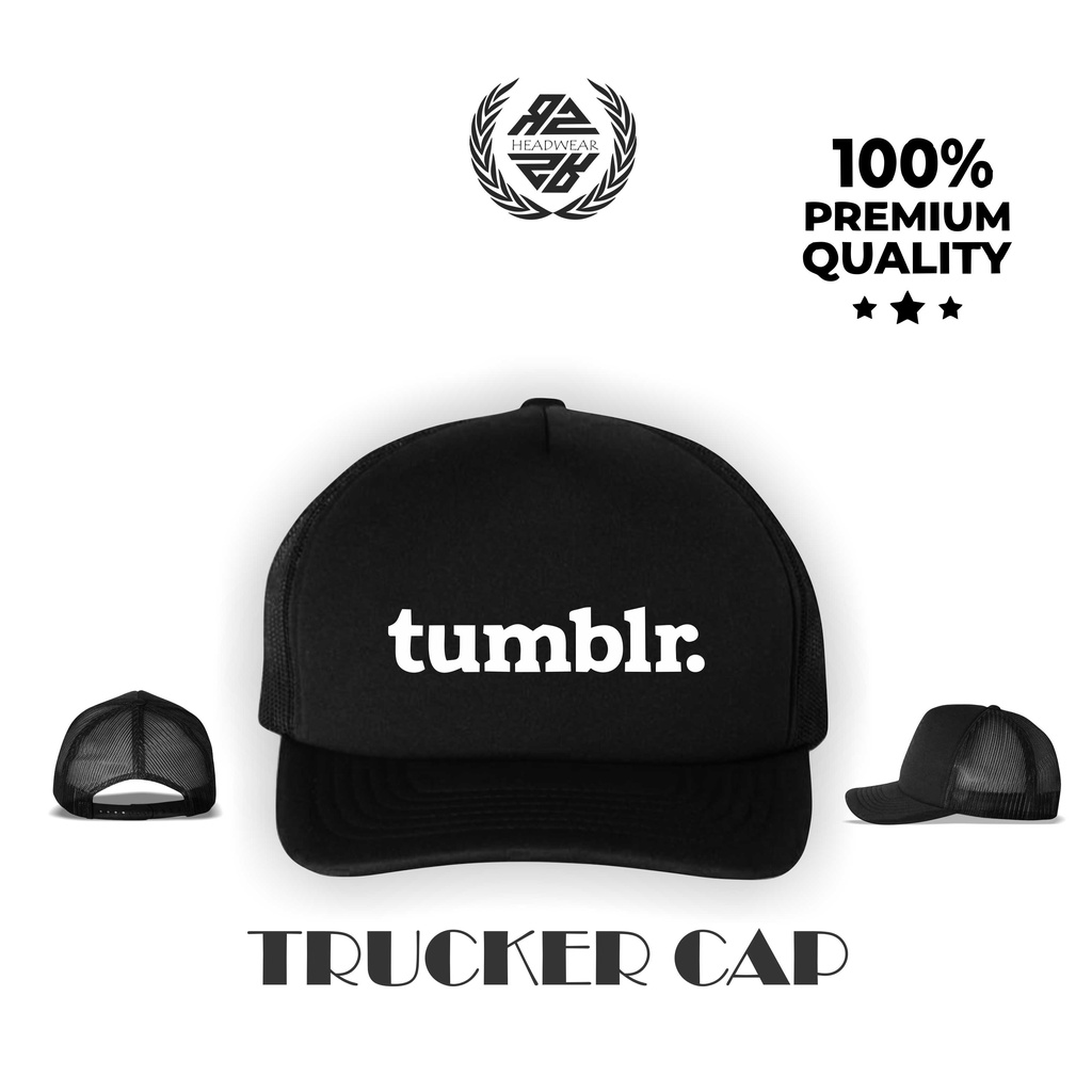 Topi Pria Jaring Trucker Hitam Original Custom Topi Trucker Motif Sablon Tumblr