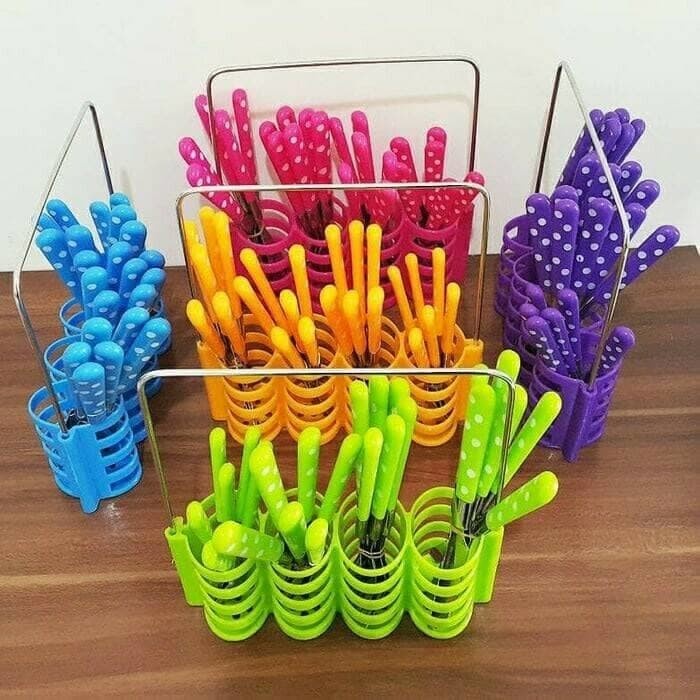 BELLA - SENDOK MAKAN | CULTERY SET POLKADOT BESAR ISI 24 PCS