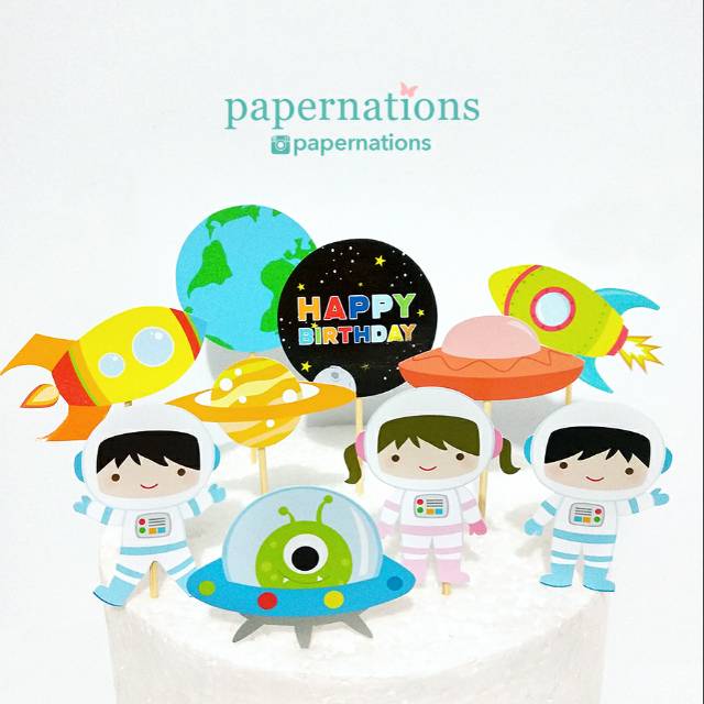 Cupcake Topper Outer Space / Topper Outer Space Astronaut / Cake Topper Outer Space Astronaut Galaxy