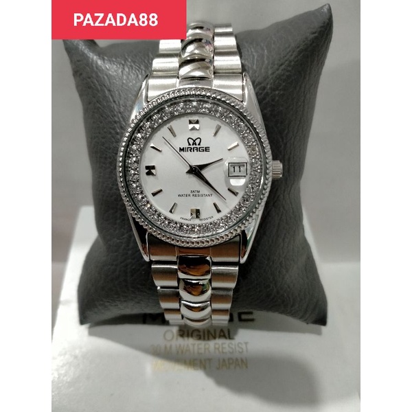 MIRAGE RXS 1579M/JAM TANGAN PRIA RANTAI PERAK STAINLESS STEEL WATER RESISTANT 30 METER