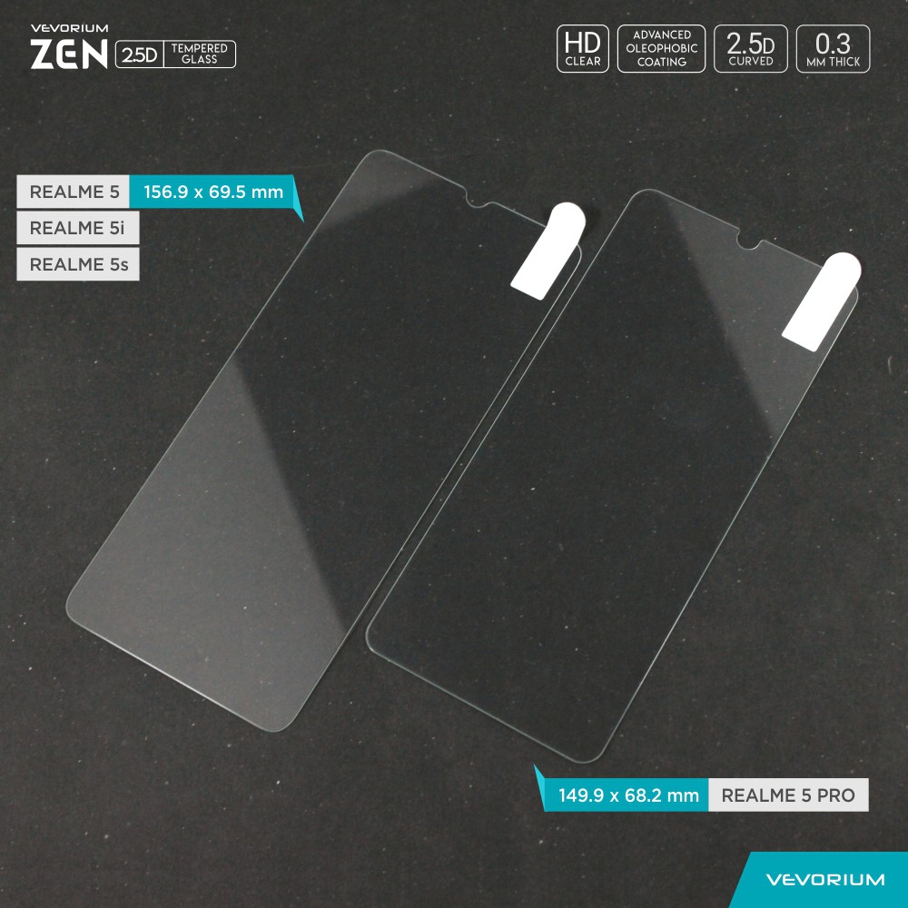 VEVORIUM ZEN 2.5D Clear Realme 5 PRO Realme 5S 5i 5 Tempered Glass