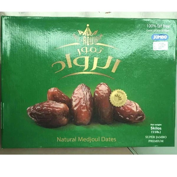 

AL ROWAD NATURAL MEDJOOL DATES PALESTINIAN SUPER JAMBO PREMIUM 5KG
