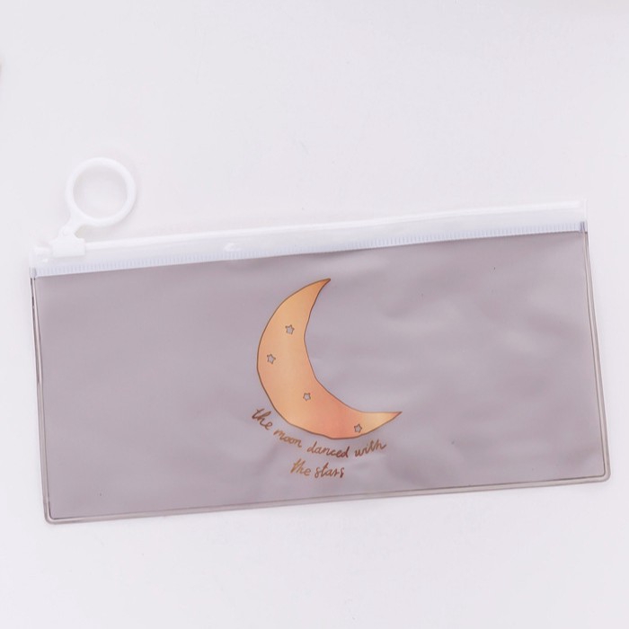 Tempat Pensil unik motif Transparan Sumikko Gurashi motif zipper-Abu Tua Moon