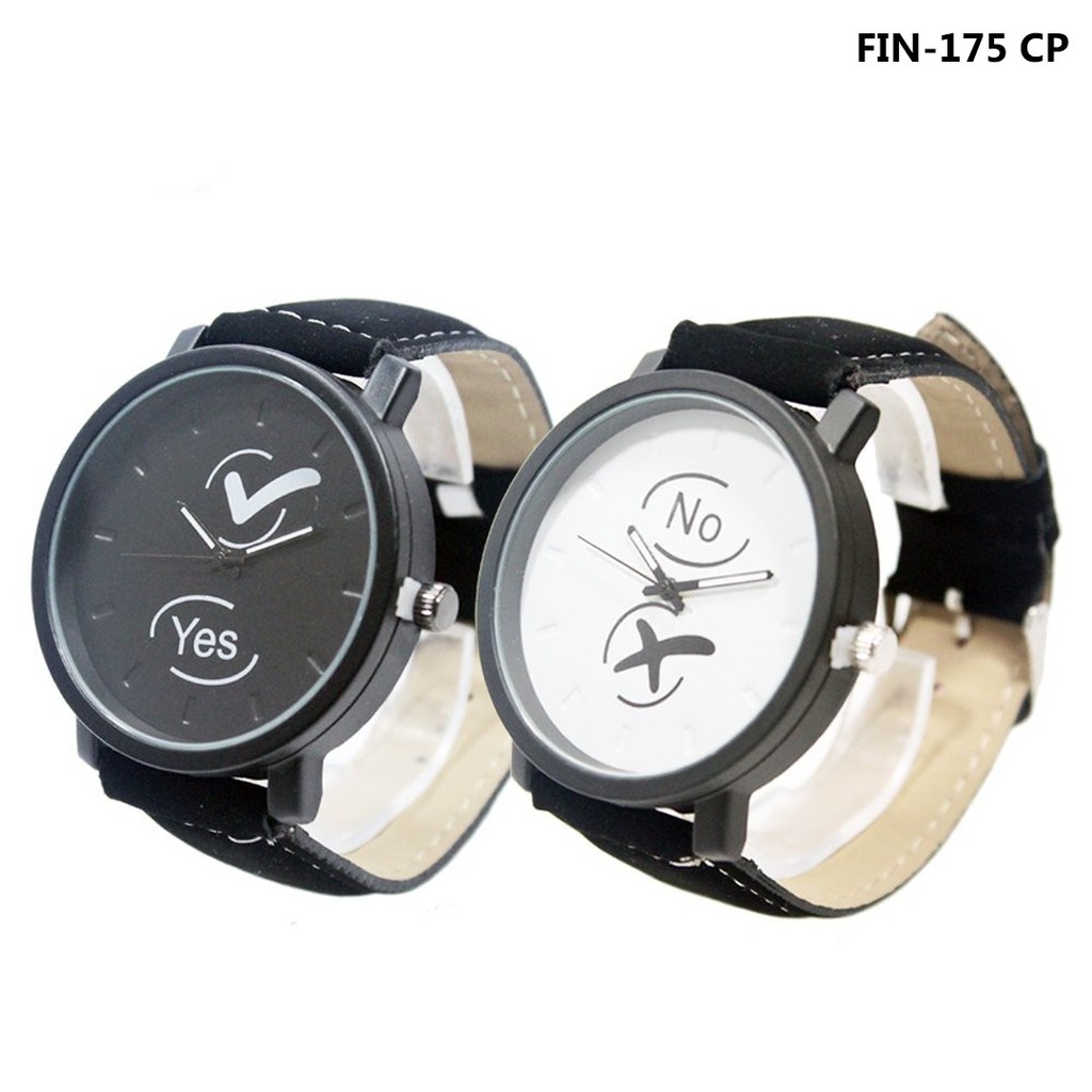 FIN-175 CP Jam Tangan Generic Couple Unisex Analog leather