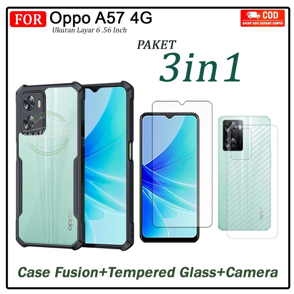 PROMO 3IN1 CASE OPPO A57 4G A12 A5s SOFTCASE SHOCKPROOF TRANSPARAN CASING