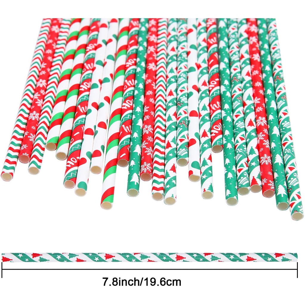 [25pcs Christmas Paper Straws] [Biodegradable Drinking Stripe Bicolor Stripe Dot Straw for Wedding Supplies and Party Favors 2023 Xmas New Year Party Supplies]