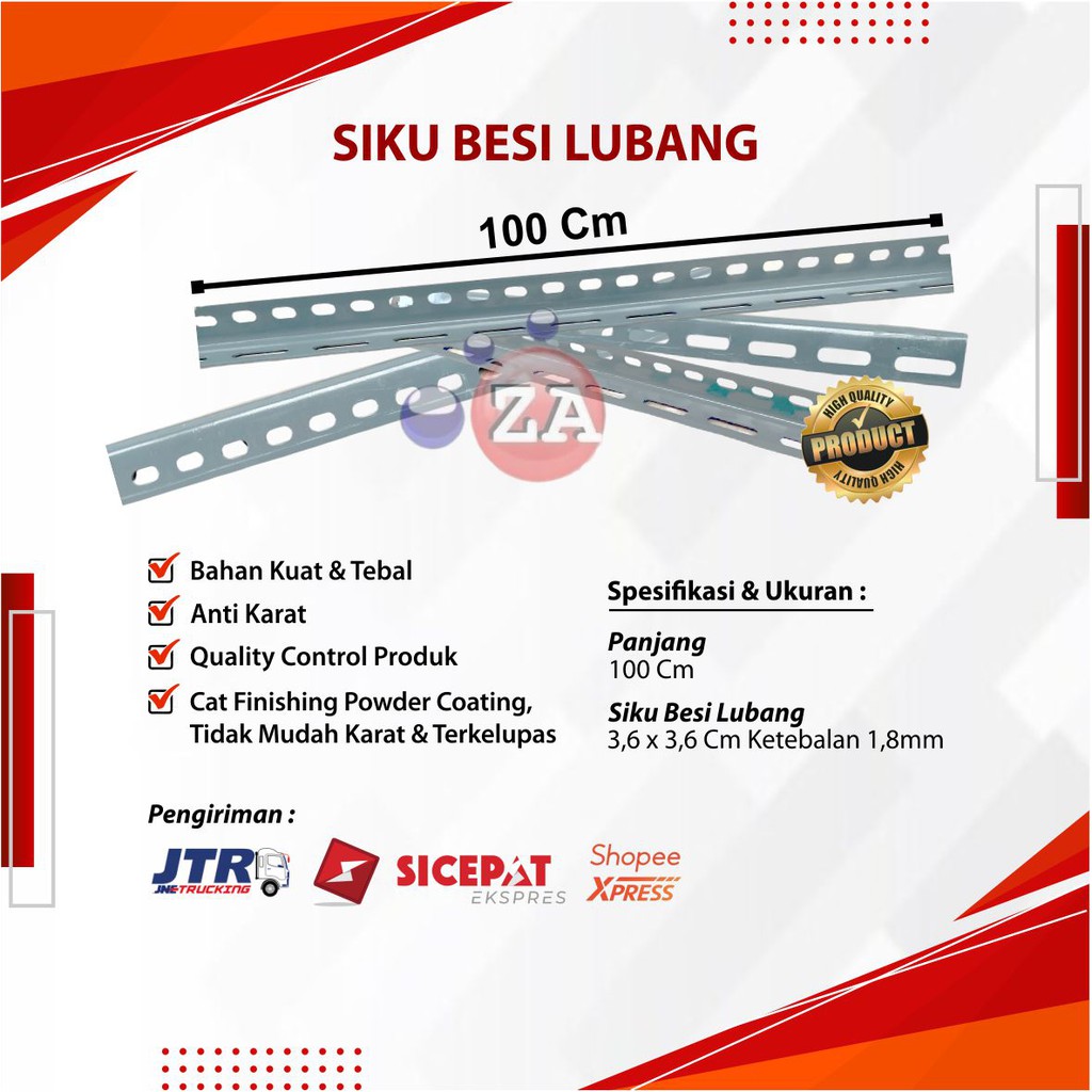 

Bahan Rak Besi Siku Lubang Plat Segitiga Serbaguna Gudang 100 cm