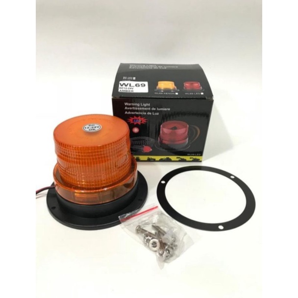 WARNING LIGHT LED WL-69 HEAVY DUTY ROTARY/FLASING LAMP 12-48V DC AMBER