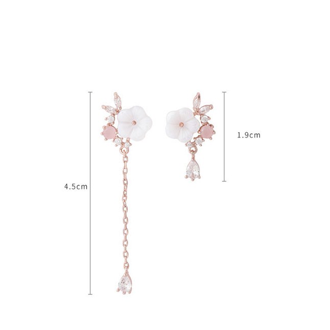 Anting Tusuk LRC Anting Tusuk Fashion Rose Gold Silver Shell: Small Flowers