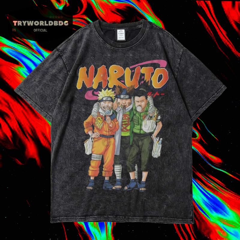 TRYWORLDBDG OFFICIAL "NARUTO" KAOS OVERSIZED | KAOS WASHED | KAOS ANIME | STONE WASH | OVERSIZED T S