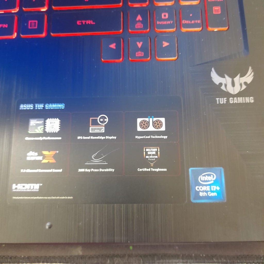 LAPTOP LEPTOP SECOND SEKEN BEKAS DESAIN PROGRAMMER ASUS TUF VGA GAMING FX705G NVIDIA GEFORE GTX 1050 CORE I7 GEN8 RAM 8GB HDD 1TB SSD 128