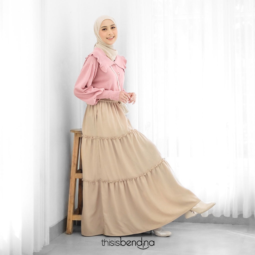 THISISBENDINA Rok Panjang Ruffle Katun Polos Zara Skirt