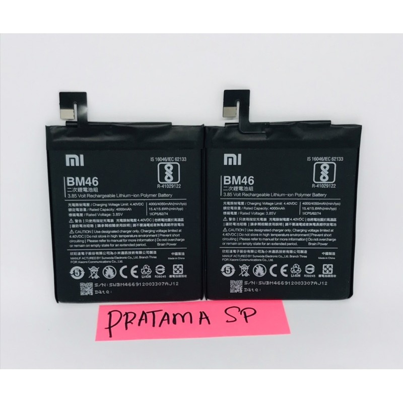 Batre Baterai Xiaomi Redmi Note 3 - Note 3 Pro Bm46 Original Baterai bm46 original