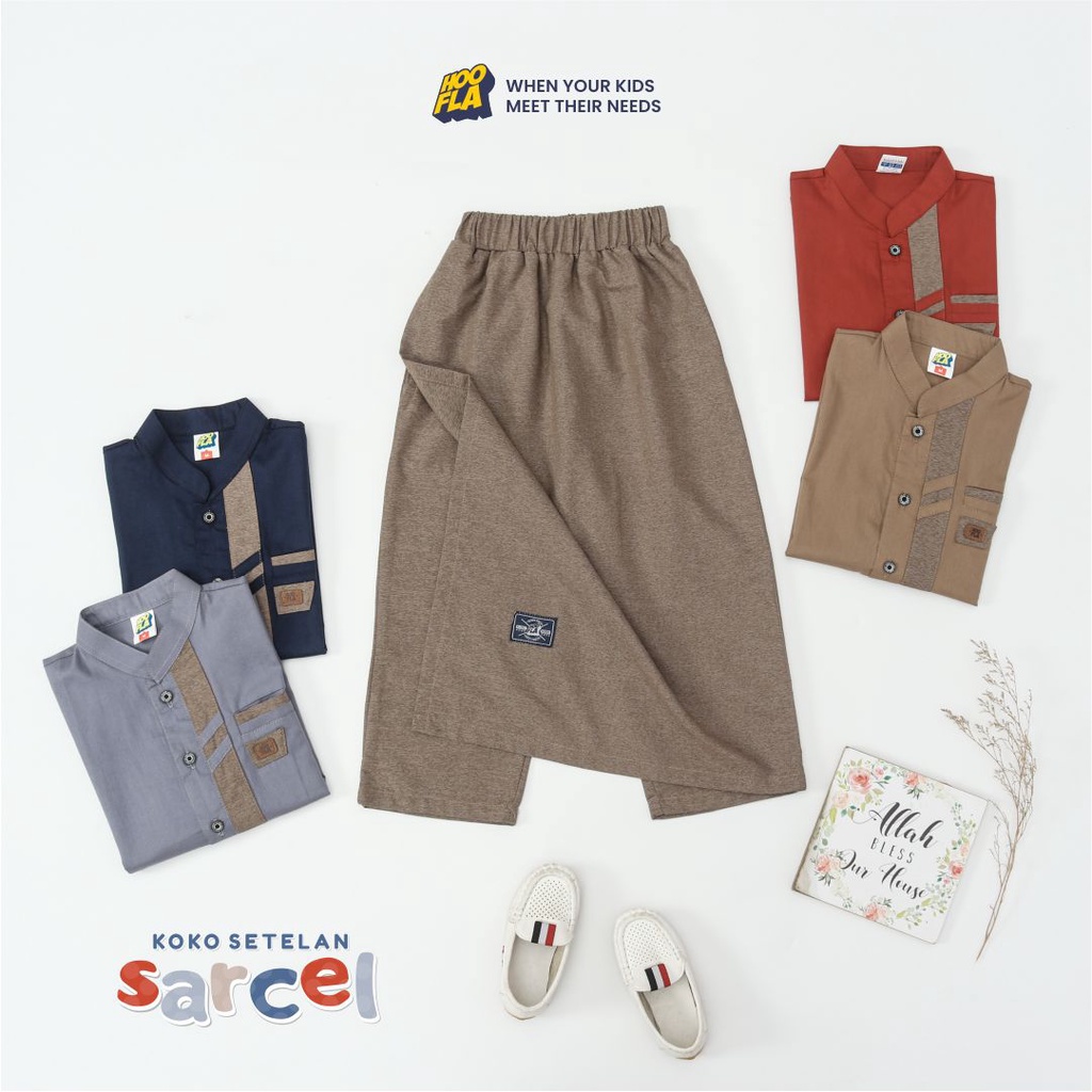 Hooflakids Set Setelan Baju Koko Anak Laki Laki Usia 1-10 Tahun Bawahan Celana Sarung Sarcel