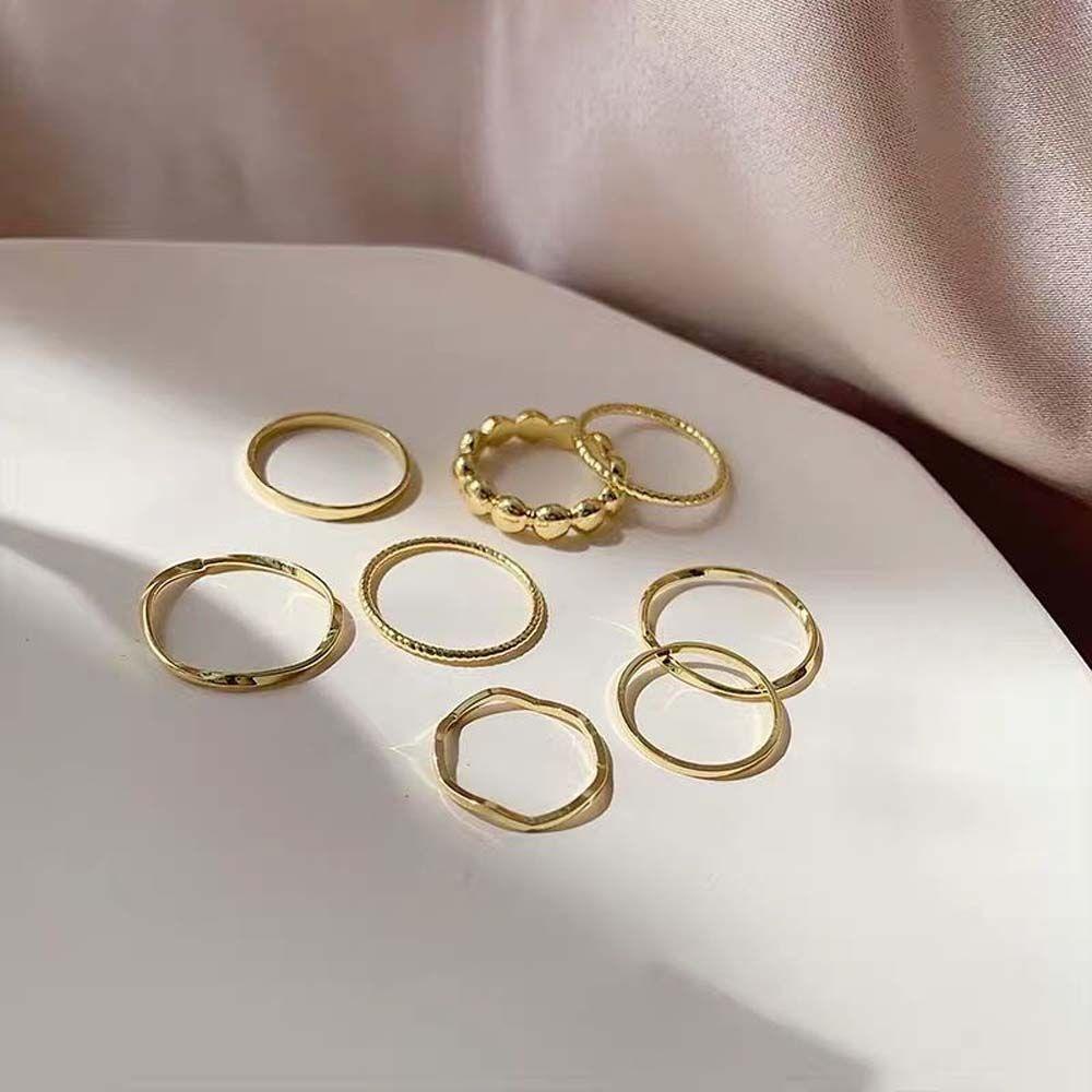 Set Cincin Model Terbuka Bahan Alloy Warna Silver Dapat Disesuaikan Gaya Punk Untuk Wanita