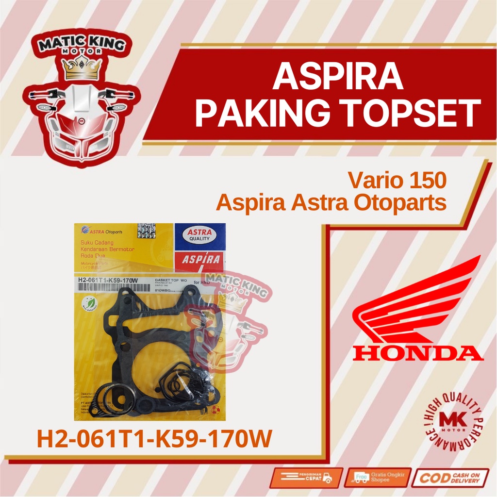 Paking gasket topset Honda Vario 150 Fi asli ASPIRA H2-061T1-K59-170W