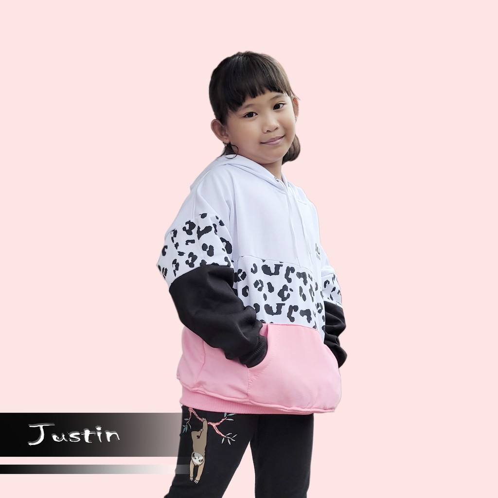 Sweater anak perempuan LEOPARD PINK sweter anak tanggung 8-12 tahun