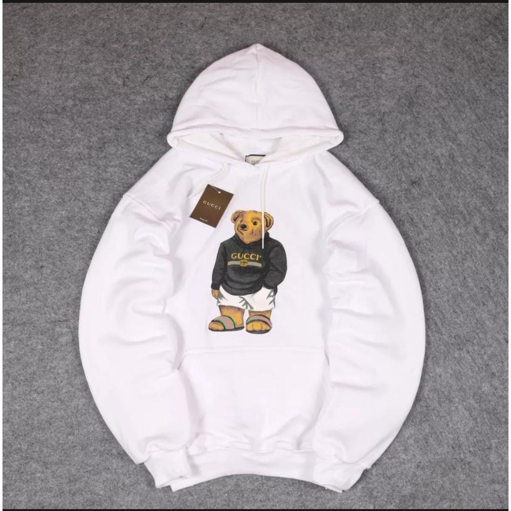 COD - JAKET HOODIE GUCCI BEAR ORIGINAL DISTRO - SWEATER HOODIE GUCCI CREAM ORIGINAL DISTO UNTUK PRIA DAN WANITA PREMIUM