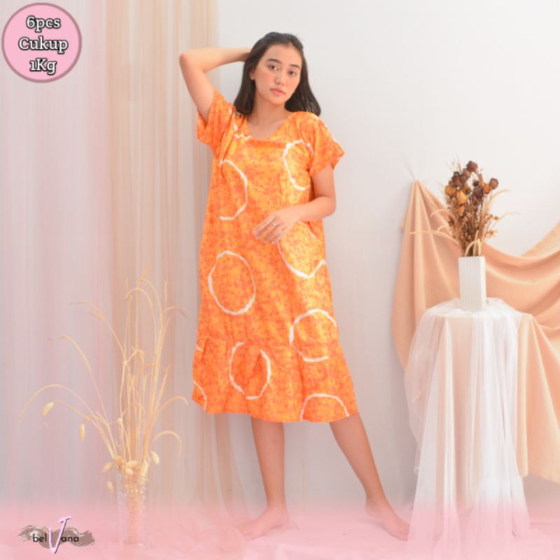 Daster Ruffle | Rufle | Viral Rayon Handprint Busui Friendly Dan Non Busui Fit XXL-[RFL] B