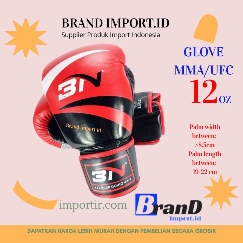 BNPRO Sarung Tangan Tinju MMA UFC Boxing Muay Thai Leather Glove 12 OZ