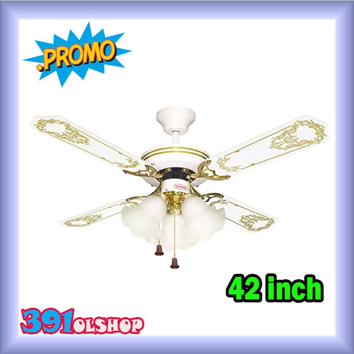 Uchida / Maspion Kipas Angin Gantung /Kipas Angin Hias 3 Lampu - 42 inch CF-125 Putih