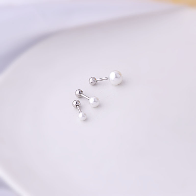 1pc Anting Tindik 16 Mutiara Bahan Stainless Steel