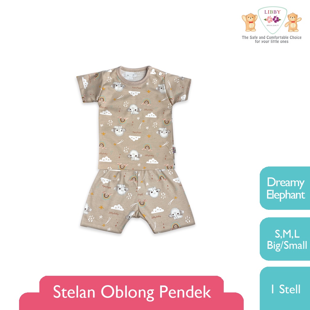 LIBBY Stelan Oblong Pendek - Celana Pendek Motif Rainbow Fantasia 1 stel (Tersedia varian ukuran)