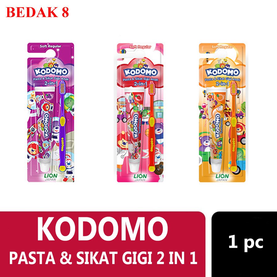 Kodomo Pasta Gigi dan Sikat Gigi 2in1/ Sikat Gigi Anak Kodomo 2in1 Reguler/ Zig Zag