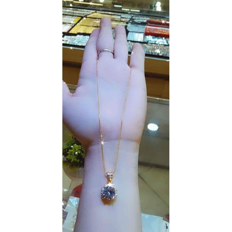 set perhiasan dewasa kalung+liontin bahan dasar emas muda kadar rendah