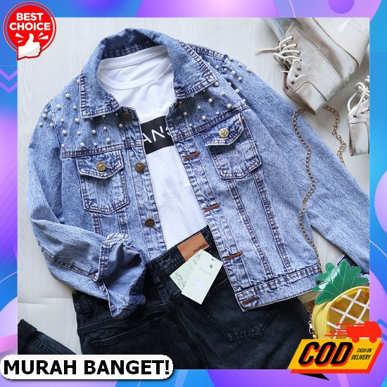 Jaket Levis Oversize Jumbo Big Size Jeans Jacket Denim Wanita Perempuan Cewek Cewe Terbaru Kekinian 