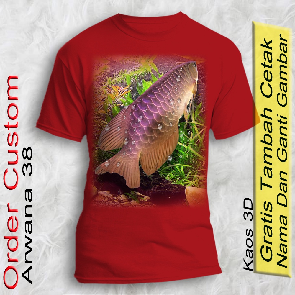 Kaos 3D Ikan | Baju Custom Murah Kaos Gambar Ikan Arwana Size Anak dan Dewasa Pakaian Couple Gambar 