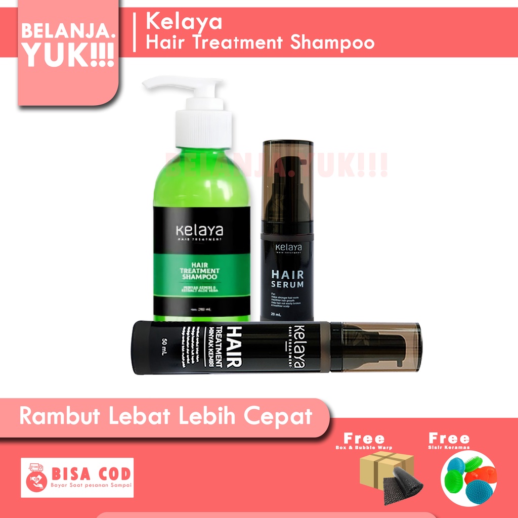 ORIGINAL Kelaya Hair Treatment Shampoo Shampo Botak Rontok Penumbuh Rambut (BELI 2 FREE 1)-Shampo+serum+minyak