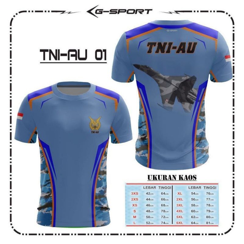 TNI AU 01 BAJU KAOS JERSEY TNI AU
