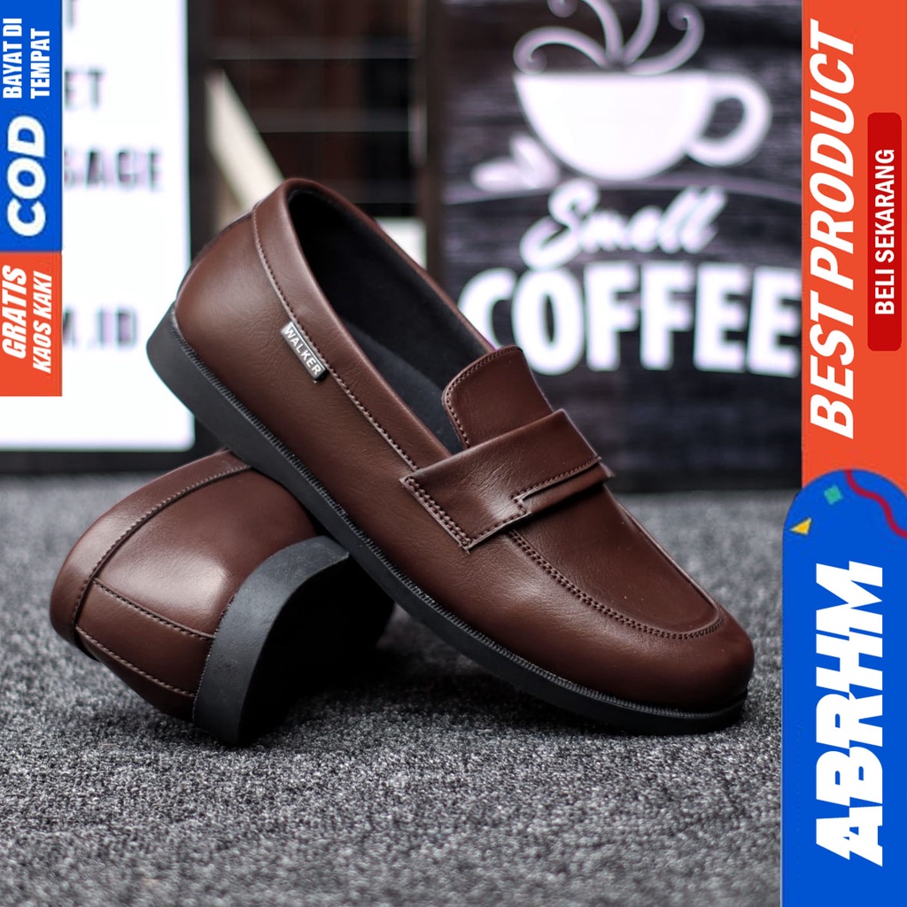 Abrhm Bruno - Sepatu Formal Casual Pria Pantofel Kerja Hitam