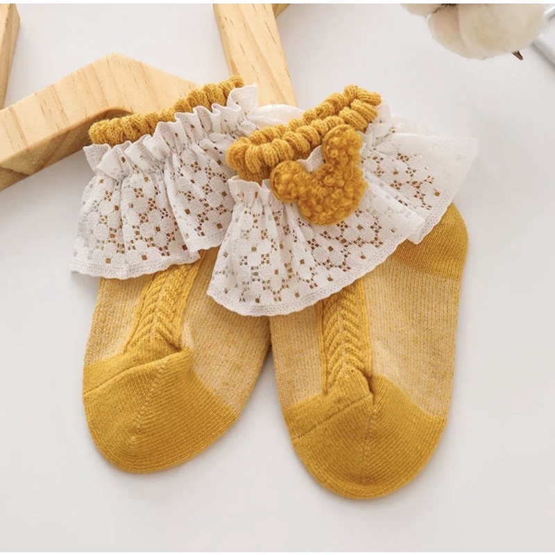 Kaos Kaki Anak Bayi Balita Perempuan Renda MIC*KEY Ruffle Putih / Baby Kids Socks