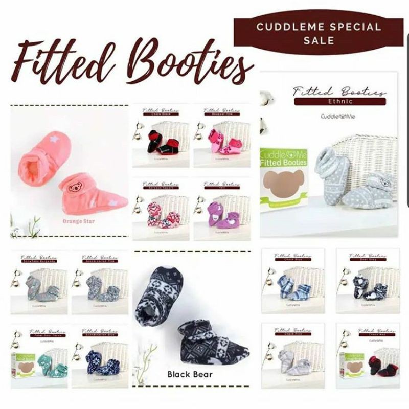 ( BISA COD ) Fitted booties Cuddle Me / kaos kaki newborn / sepatu prewalker cuddleme  fitted booties cuddle me perlengkapan travelling bayi kaos kaki sepatu lucu bayi/baby newborn anak laki laki perempuan sendal anti slip 0 - 12 bulan hampers motif