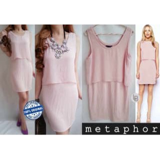 Murah baju branded big size metaphor pink layered dress branded