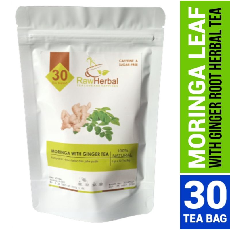 Moringa With Ginger Tea : Teh Daun Kelor &amp; Jahe Isi 30 Tea Bag