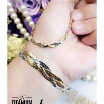 Titanium Set Perhiasan Wanita Motif Belut Kepang 149225