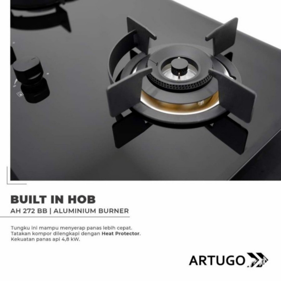 Artugo Built In Glass Gas Hob/Kompor Tanam Gas AH 272 BB Panjang 75cm
