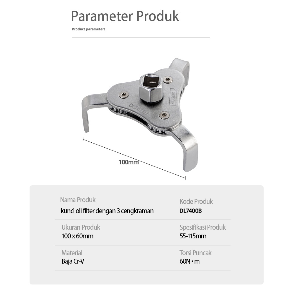 Kunci Filter Oli Filter Wrench Kunci Pembuka Filter Alat Perkakas Chrome Vanadium Steel 2 Arah 54-116mm