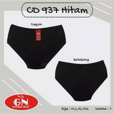 12 Pcs CD Golden Nick Hitam | CD GN 937 HItam | Celana Dalam GoldenNick Wanita Dewasa | Sguna Grosir