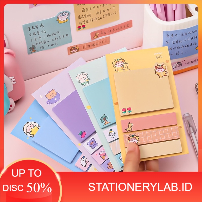 Jual LAB B086 | PEMBATAS BUKU 3 + 1 STICKY NOTE MODEL CARTOON | BUKU