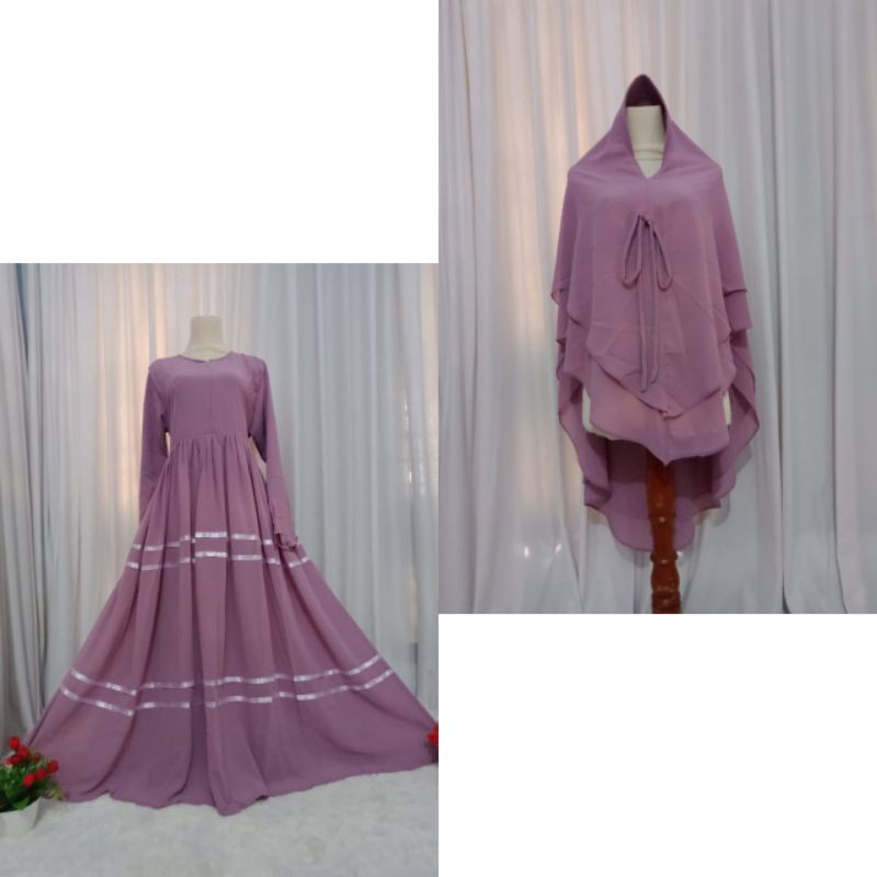 gamis syar'i ceruty babydoll set hijab