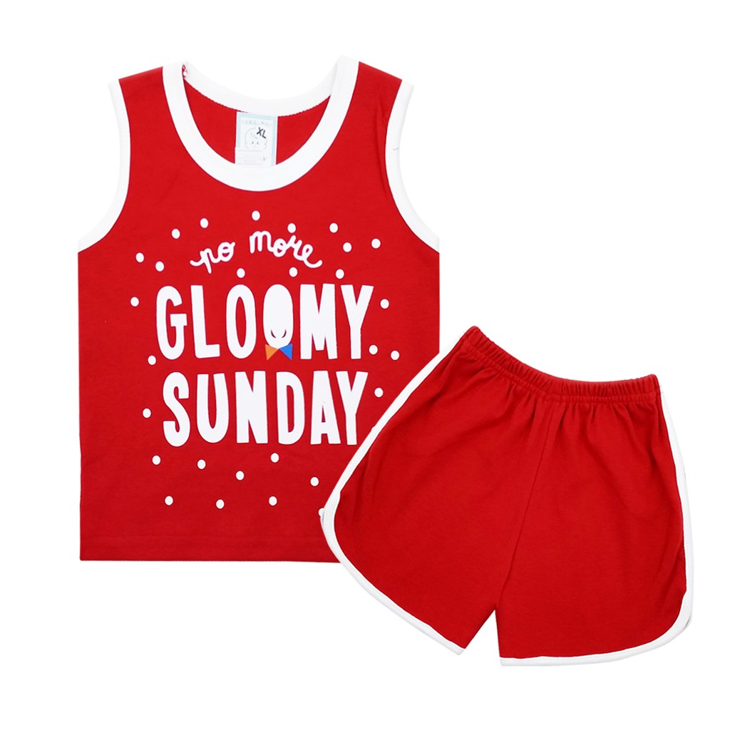 Wakakids Baju Singlet Bayi Anak Unisex Setelan Celana Pendek Muniko Pants Motif Gloomy Sunday 3503