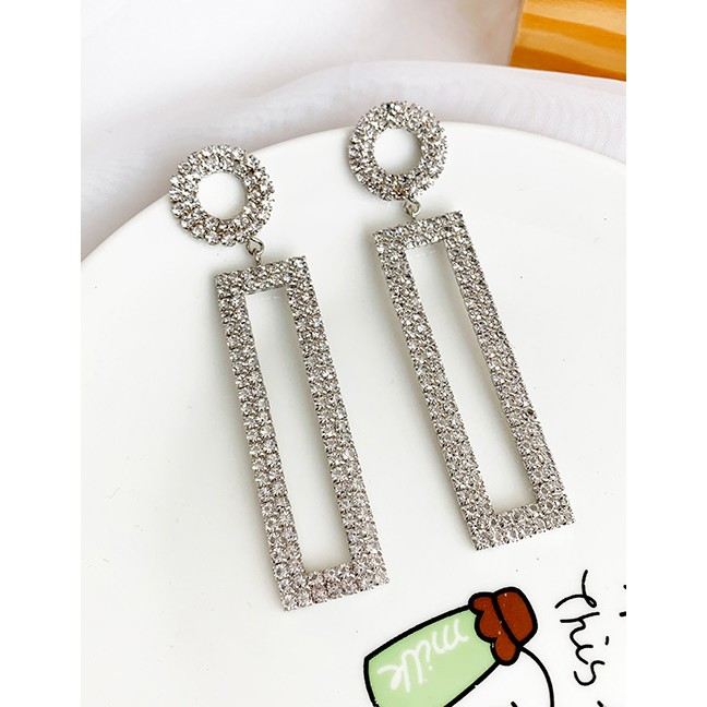 LRC Anting Tusuk Fashion Gold Alloy Studded Rectangular Stud Earrings D45531